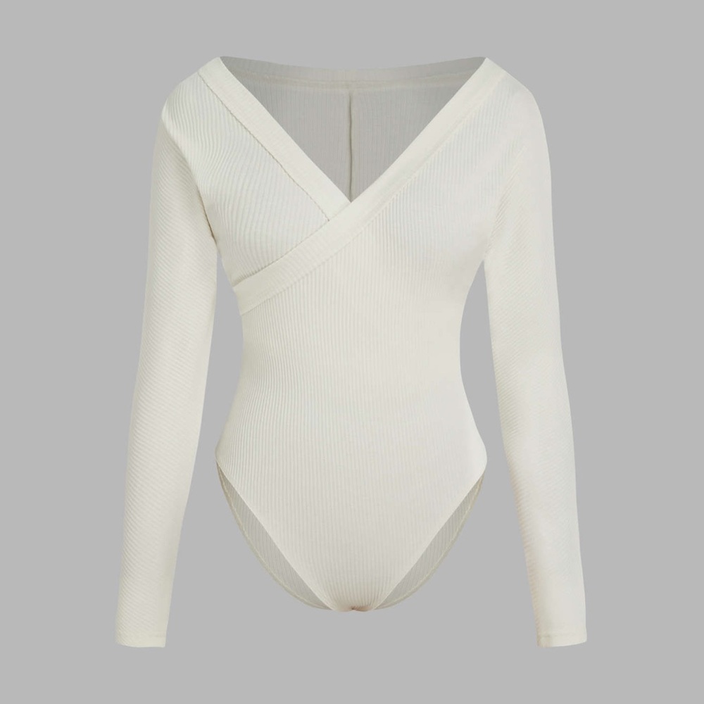 V-NECK SOLID WRAP BODYSUIT